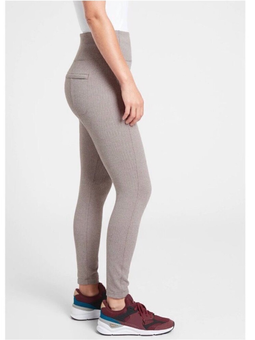 2/$20 ✨Athleta Delancey Herringbone Tight Light Grey and White Size M